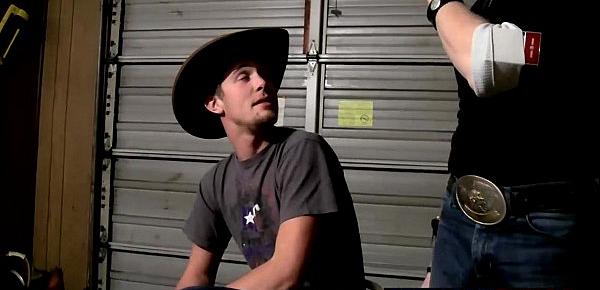  Amateur cowboys Ty and Lee wanking their cocks in the garage